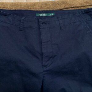 Lauren Ralph Lauren Navy Blue Cotton Pants with Green Stripes Size 12